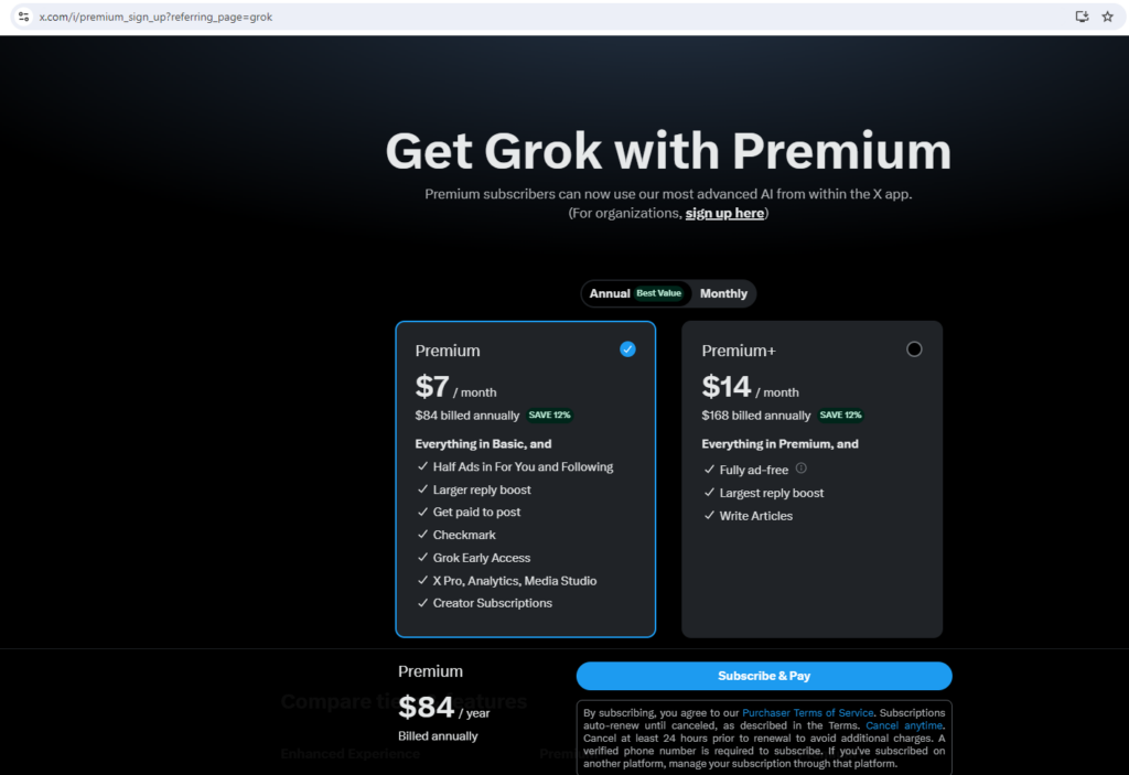 grok ai pricing 